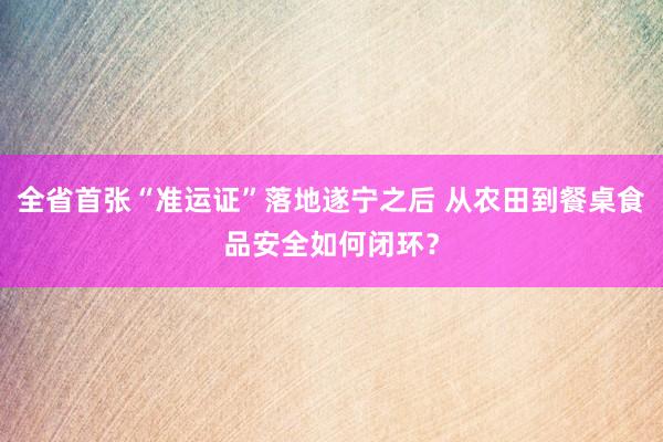 全省首张“准运证”落地遂宁之后 从农田到餐桌食品安全如何闭环？