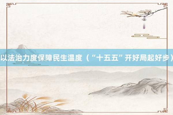 以法治力度保障民生温度（“十五五”开好局起好步）