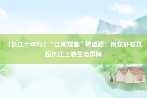 【长江十年行】“江南煤都”转型路：用煤矸石筑起长江上游生态屏障