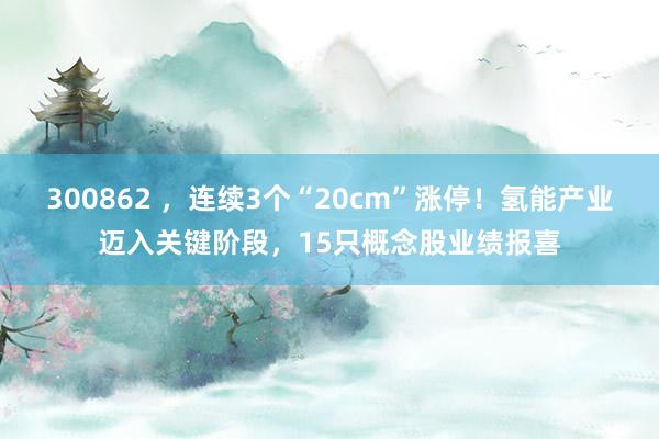 300862 ，连续3个“20cm”涨停！氢能产业迈入关键阶段，15只概念股业绩报喜