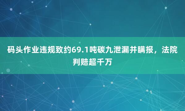码头作业违规致约69.1吨碳九泄漏并瞒报，法院判赔超千万