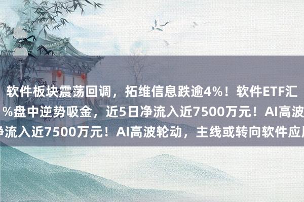 软件板块震荡回调，拓维信息跌逾4%！软件ETF汇添富(159590)跌近1%盘中逆势吸金，近5日净流入近7500万元！AI高波轮动，主线或转向软件应用
