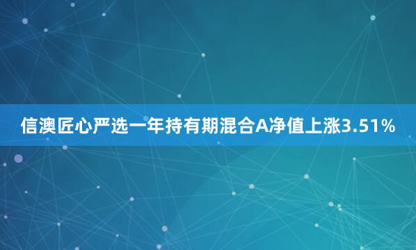 信澳匠心严选一年持有期混合A净值上涨3.51%