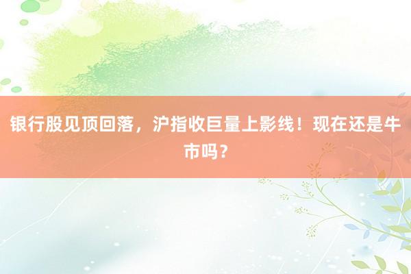 银行股见顶回落，沪指收巨量上影线！现在还是牛市吗？