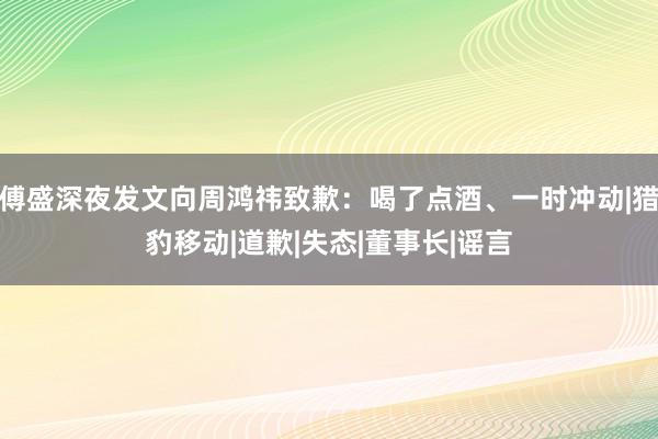 傅盛深夜发文向周鸿祎致歉：喝了点酒、一时冲动|猎豹移动|道歉|失态|董事长|谣言