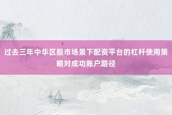 过去三年中华区股市场景下配资平台的杠杆使用策略对成功账户路径