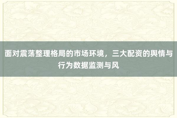 面对震荡整理格局的市场环境，三大配资的舆情与行为数据监测与风