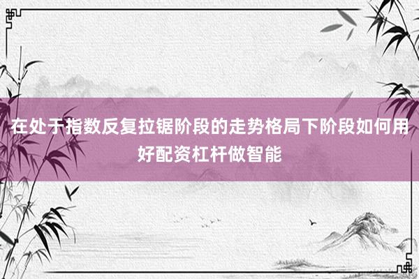 在处于指数反复拉锯阶段的走势格局下阶段如何用好配资杠杆做智能
