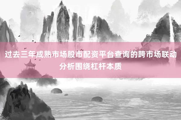 过去三年成熟市场股市配资平台查询的跨市场联动分析围绕杠杆本质