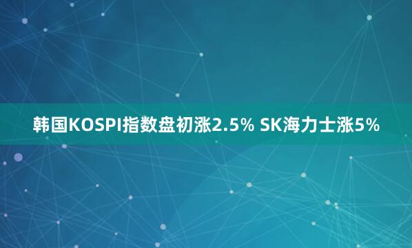 韩国KOSPI指数盘初涨2.5% SK海力士涨5%