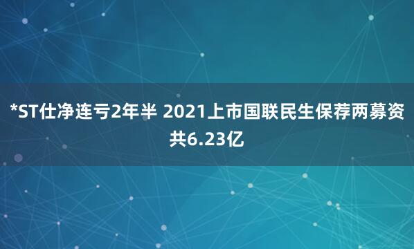 *ST仕净连亏2年半 2021上市国联民生保荐两募资共6.23亿