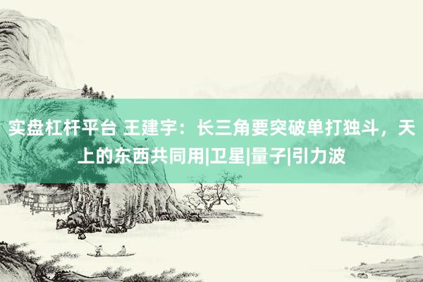 实盘杠杆平台 王建宇：长三角要突破单打独斗，天上的东西共同用|卫星|量子|引力波
