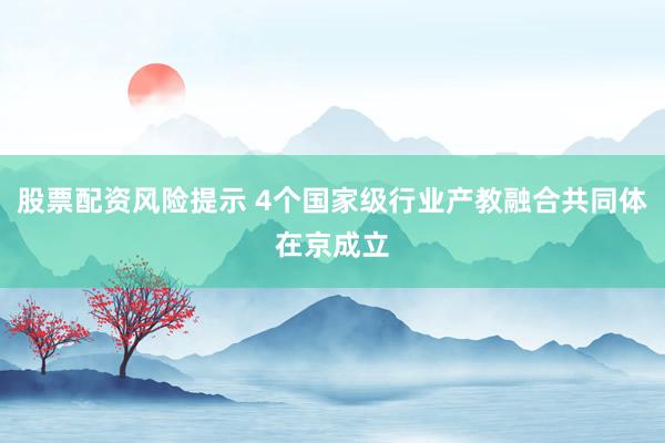 股票配资风险提示 4个国家级行业产教融合共同体在京成立