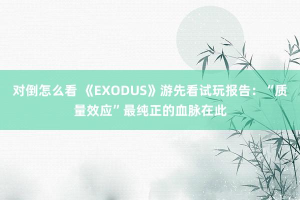 对倒怎么看 《EXODUS》游先看试玩报告：“质量效应”最纯正的血脉在此